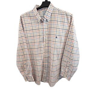 Brooks Brothers Plaid‎ Button Down Shirt Men's Large Supima Cotton